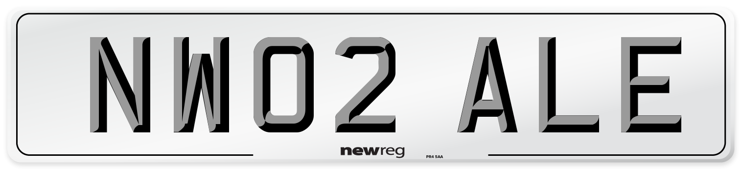 NW02 ALE Front Number Plate