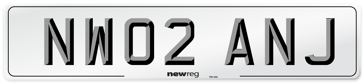 NW02 ANJ Front Number Plate