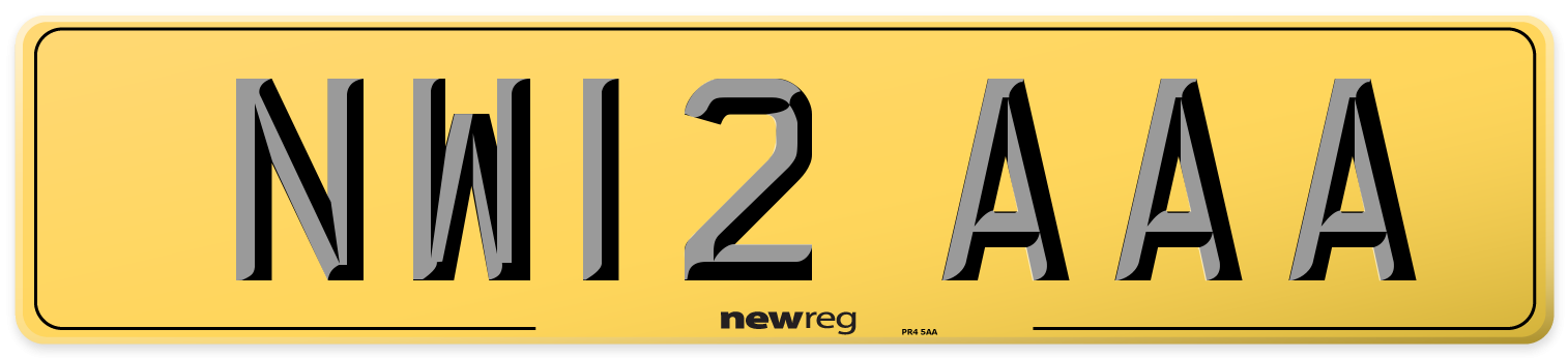 NW12 AAA Rear Number Plate