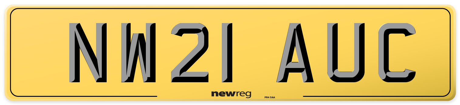 NW21 AUC Rear Number Plate