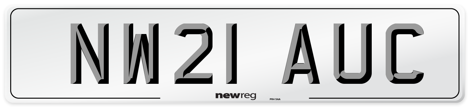 NW21 AUC Front Number Plate