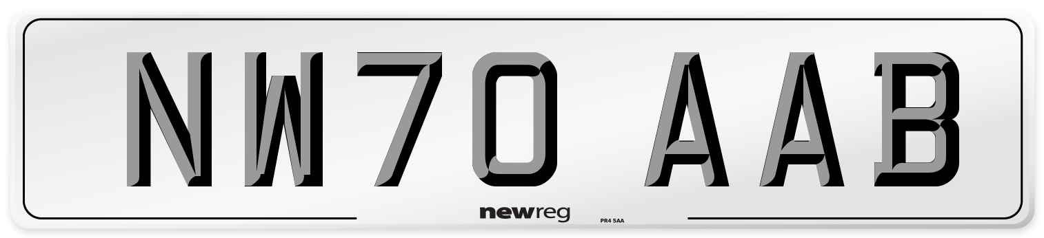 NW70 AAB Front Number Plate