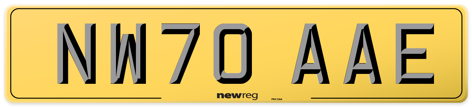 NW70 AAE Rear Number Plate