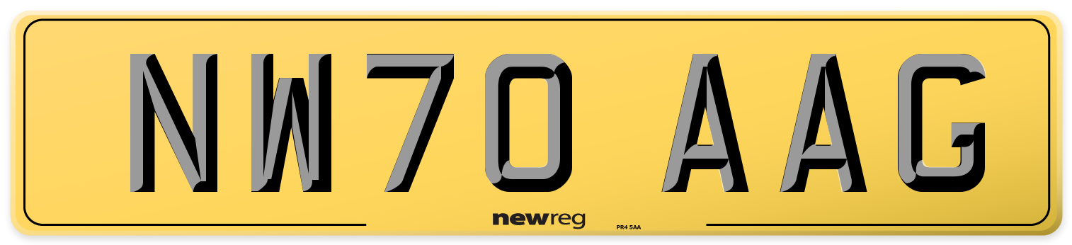 NW70 AAG Rear Number Plate
