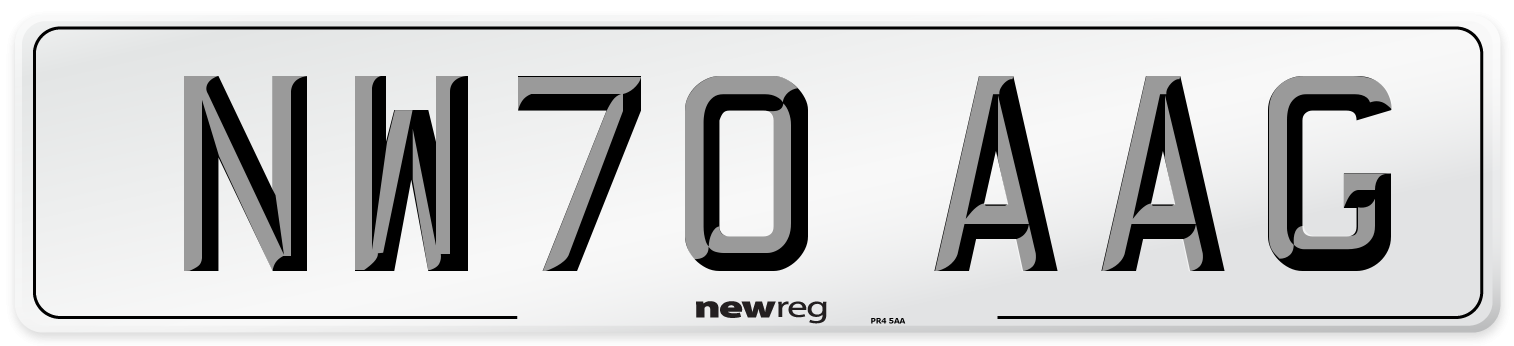 NW70 AAG Front Number Plate