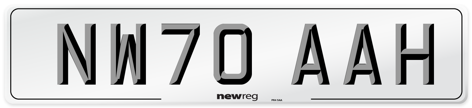 NW70 AAH Front Number Plate