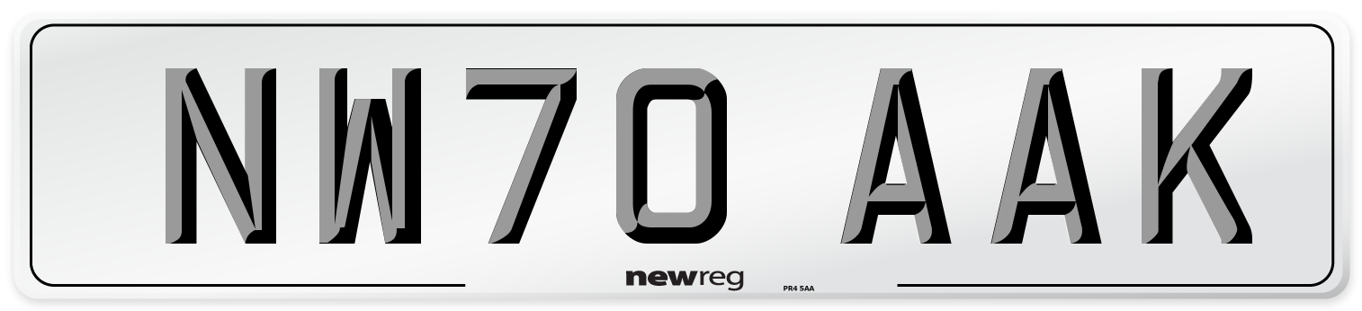 NW70 AAK Front Number Plate