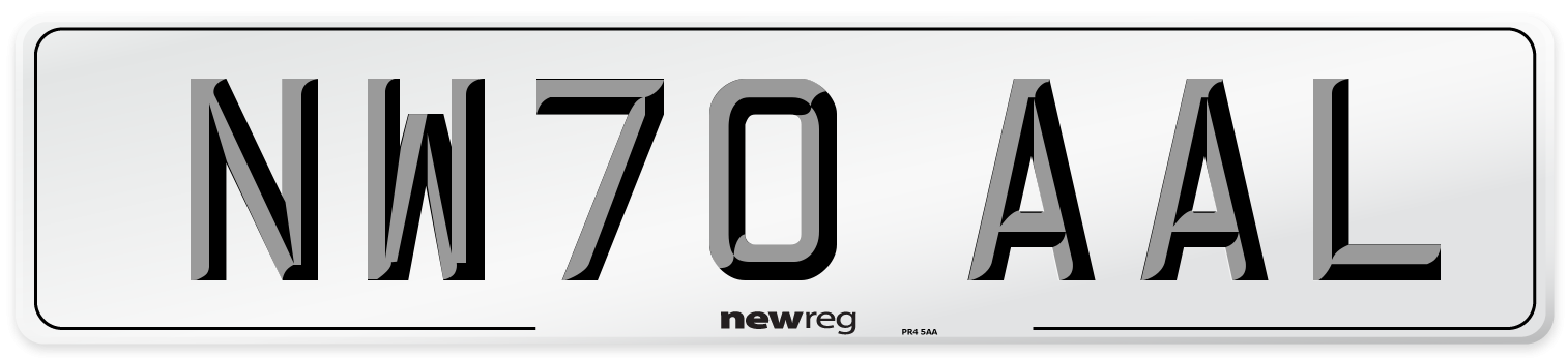 NW70 AAL Front Number Plate