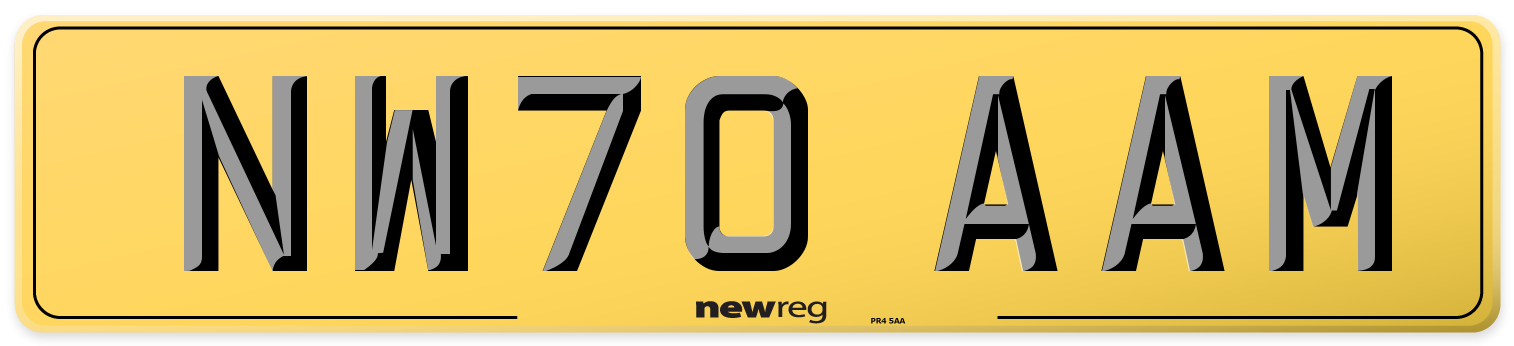 NW70 AAM Rear Number Plate