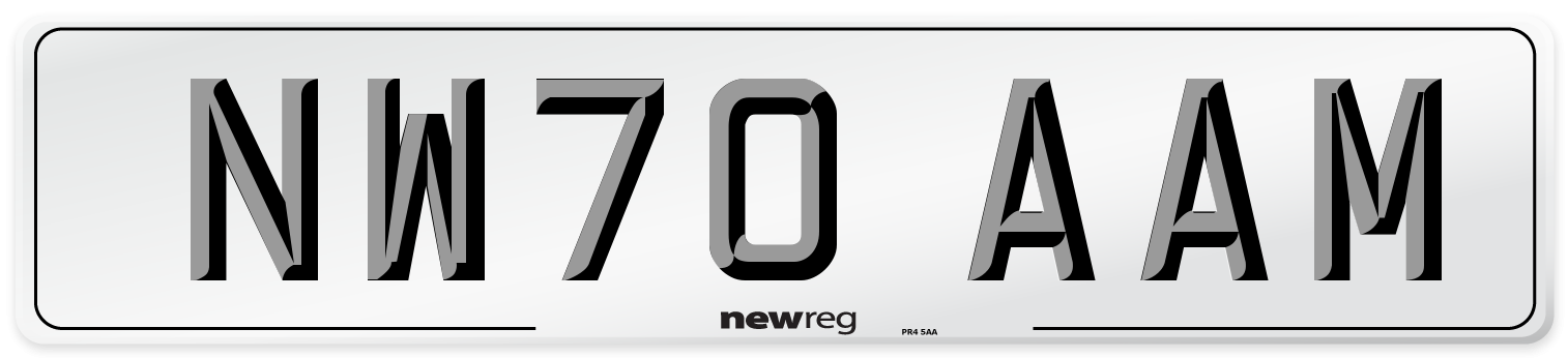 NW70 AAM Front Number Plate