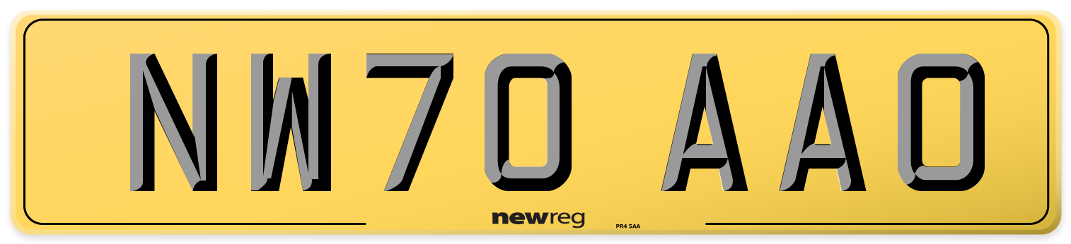 NW70 AAO Rear Number Plate