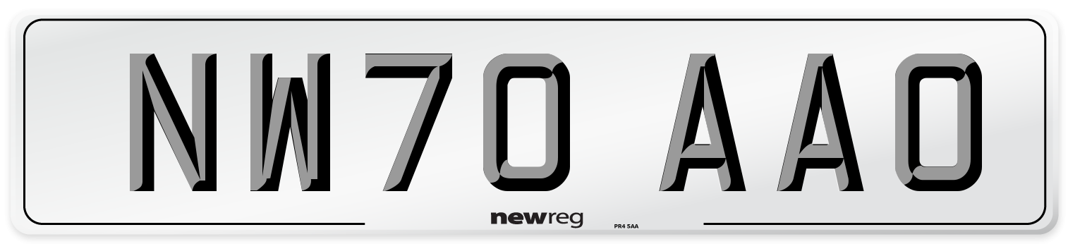 NW70 AAO Front Number Plate