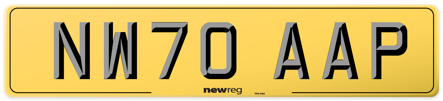 NW70 AAP Rear Number Plate