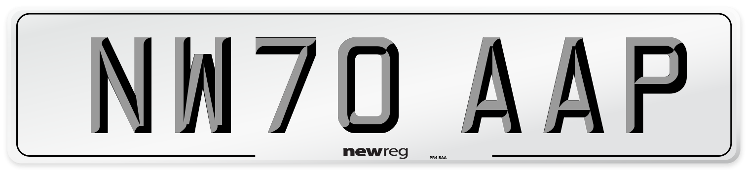 NW70 AAP Front Number Plate