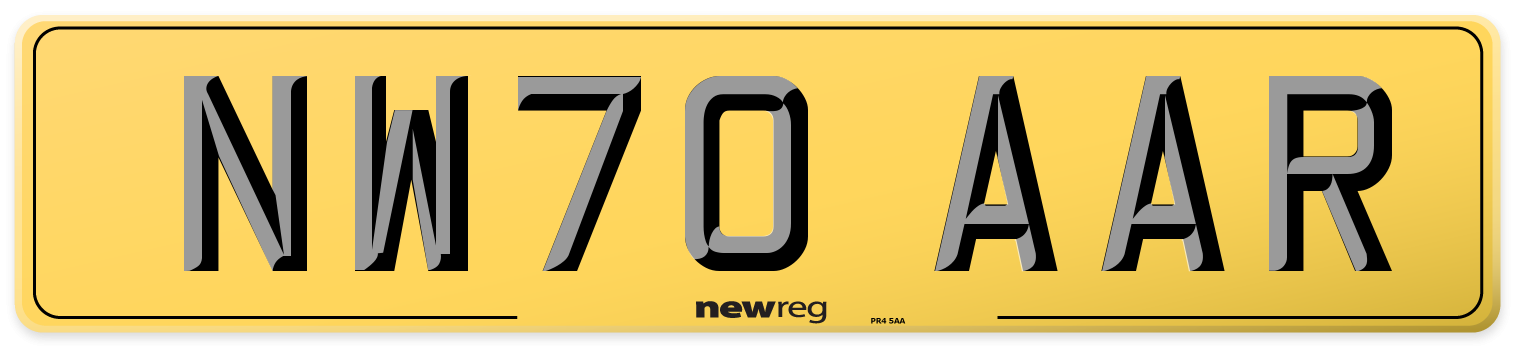 NW70 AAR Rear Number Plate