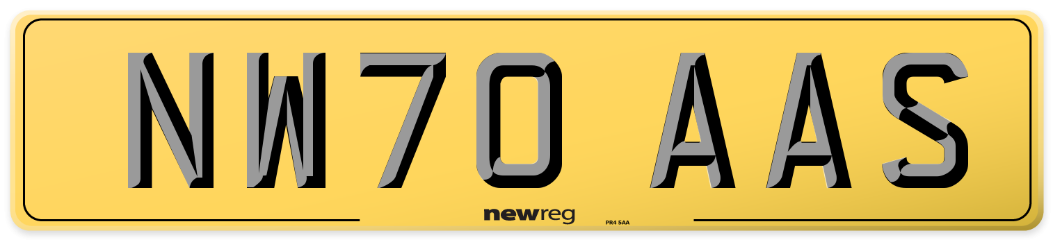 NW70 AAS Rear Number Plate