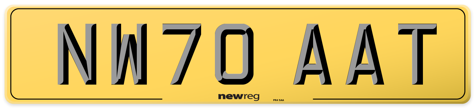NW70 AAT Rear Number Plate