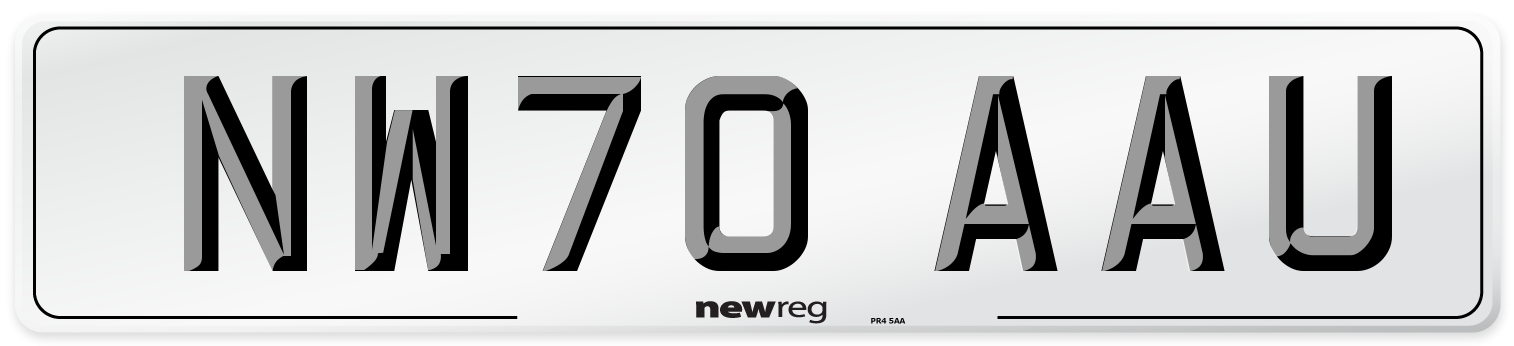 NW70 AAU Front Number Plate