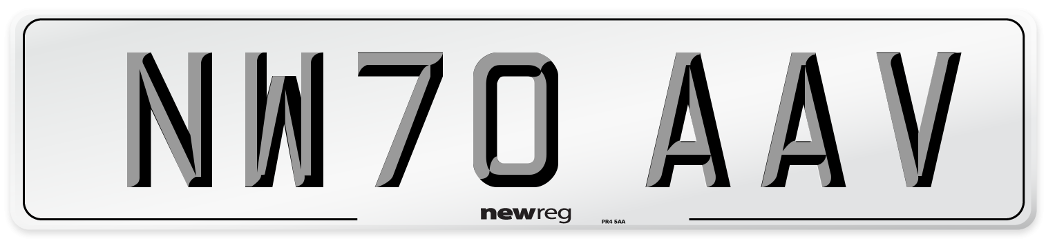 NW70 AAV Front Number Plate