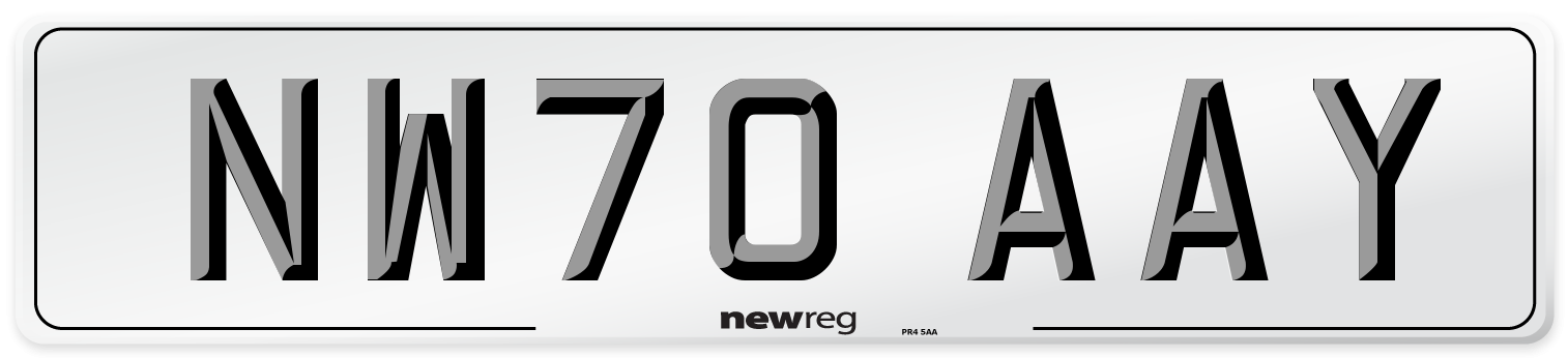 NW70 AAY Front Number Plate