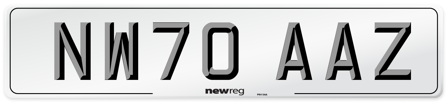 NW70 AAZ Front Number Plate