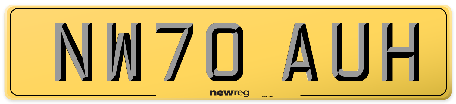 NW70 AUH Rear Number Plate
