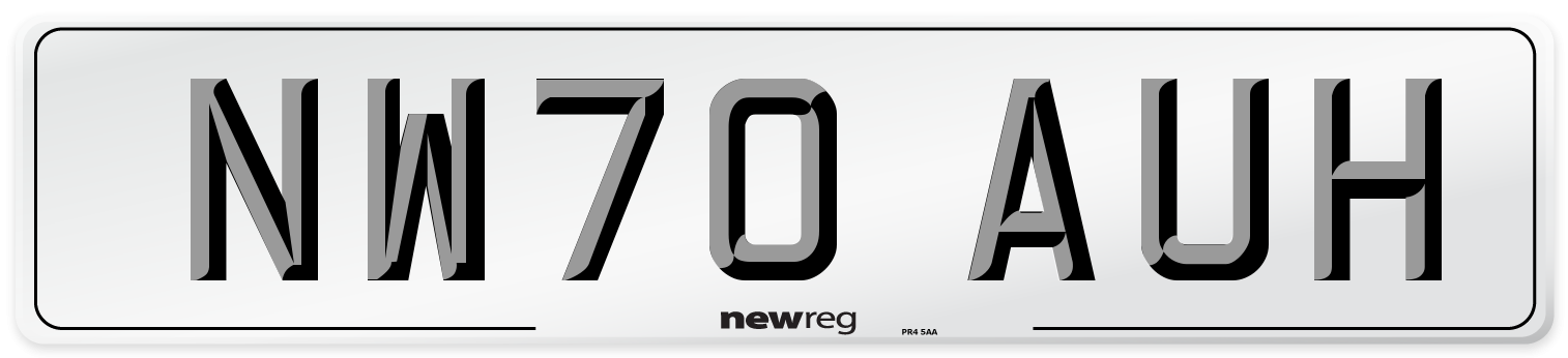 NW70 AUH Front Number Plate