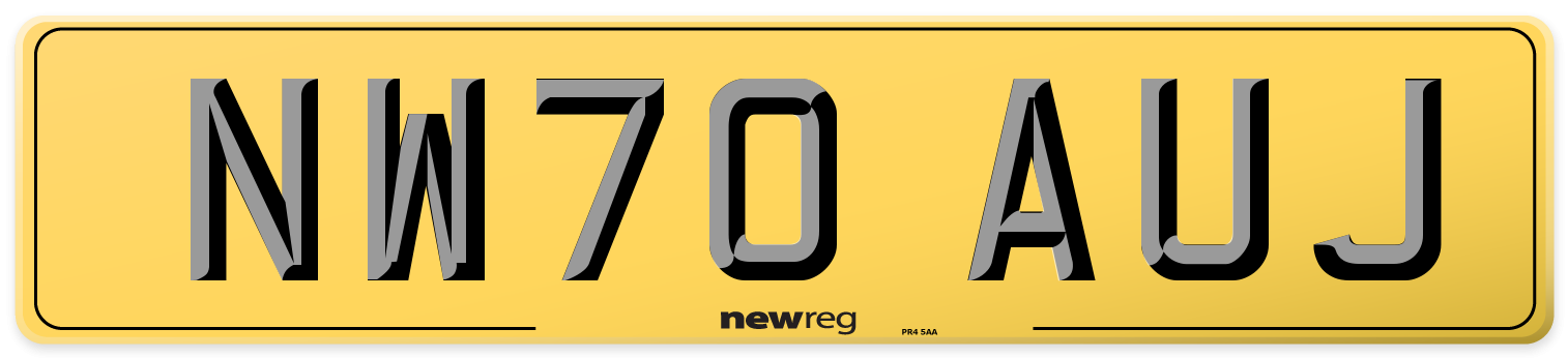 NW70 AUJ Rear Number Plate