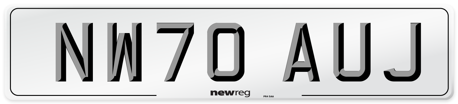 NW70 AUJ Front Number Plate