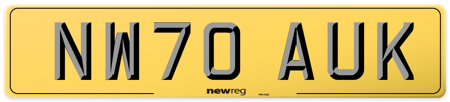 NW70 AUK Rear Number Plate