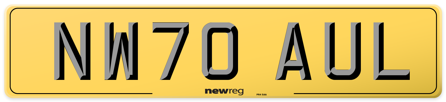 NW70 AUL Rear Number Plate