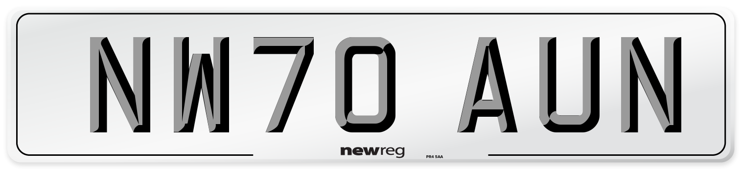 NW70 AUN Front Number Plate
