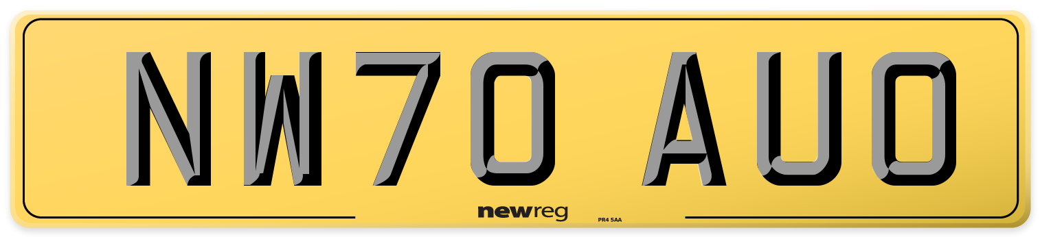 NW70 AUO Rear Number Plate