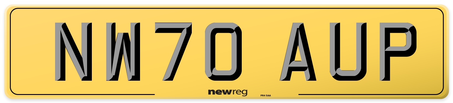 NW70 AUP Rear Number Plate