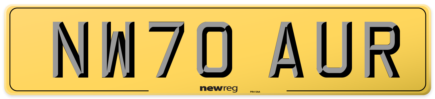 NW70 AUR Rear Number Plate