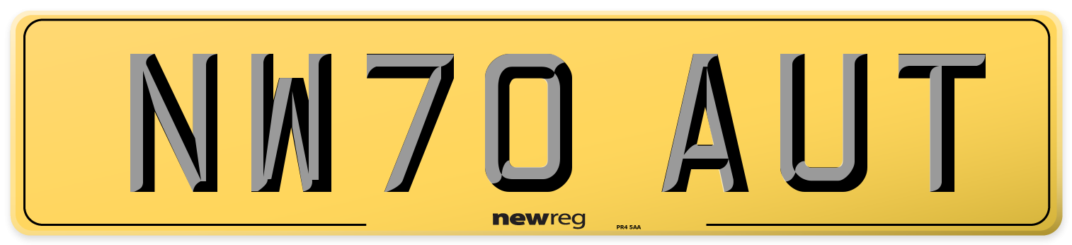 NW70 AUT Rear Number Plate