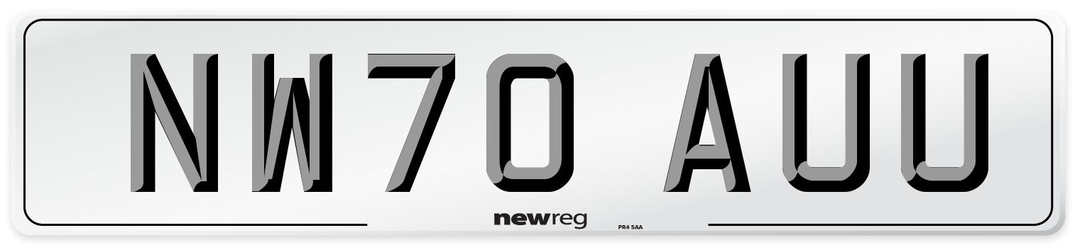 NW70 AUU Front Number Plate