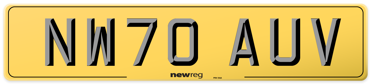 NW70 AUV Rear Number Plate