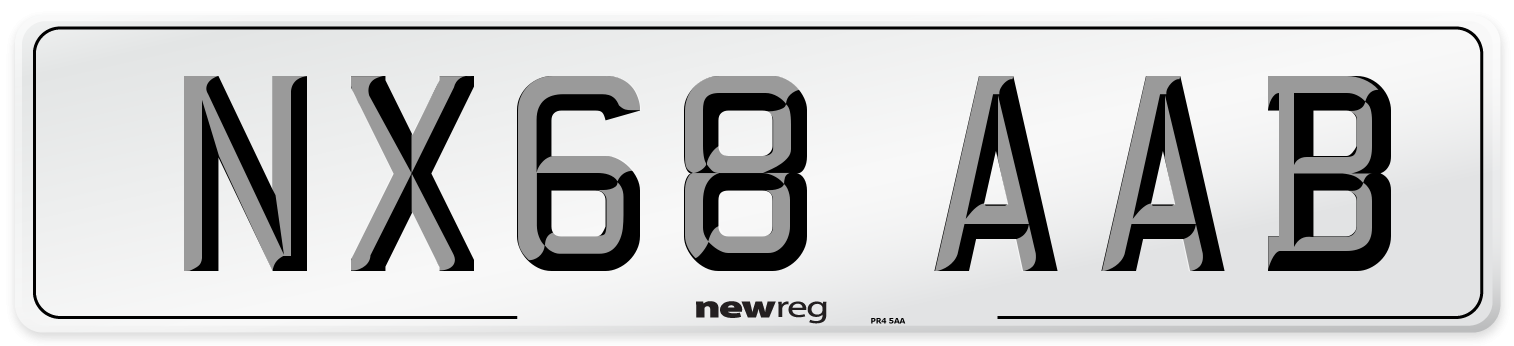 NX68 AAB Front Number Plate