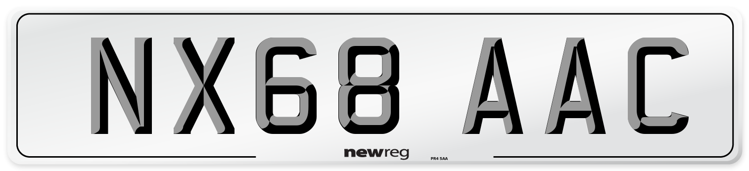 NX68 AAC Front Number Plate