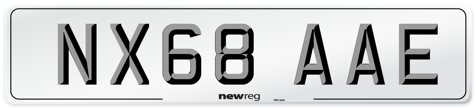 NX68 AAE Front Number Plate