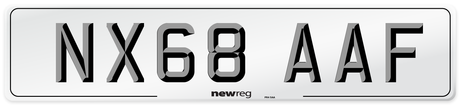 NX68 AAF Front Number Plate