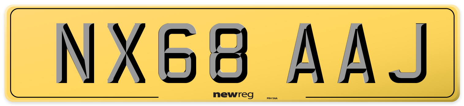 NX68 AAJ Rear Number Plate