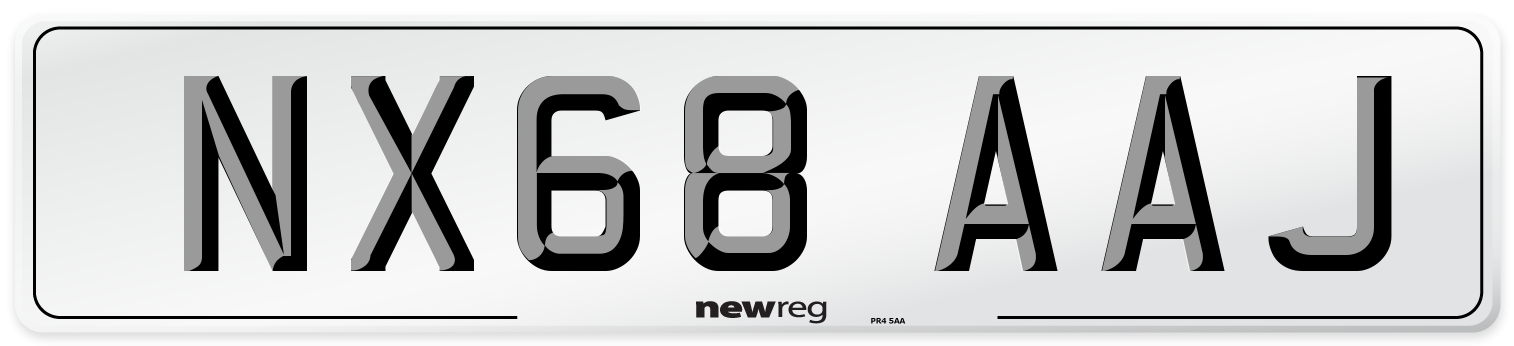 NX68 AAJ Front Number Plate