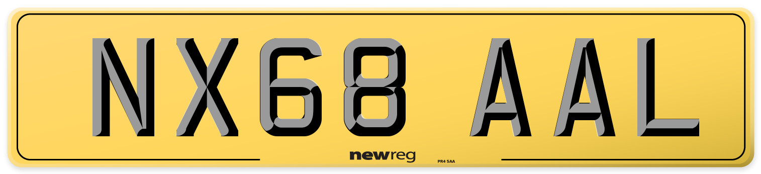 NX68 AAL Rear Number Plate