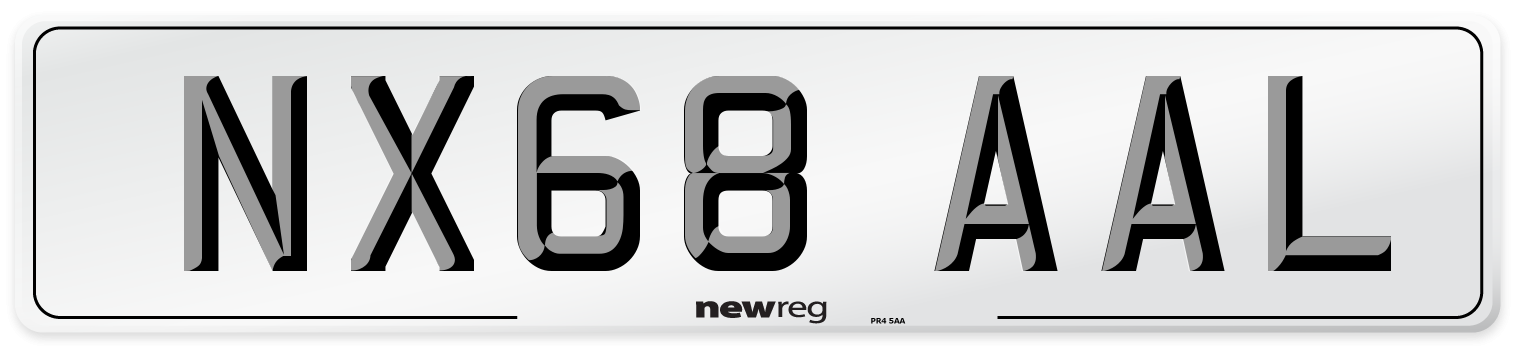 NX68 AAL Front Number Plate