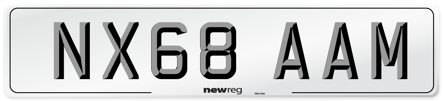 NX68 AAM Front Number Plate