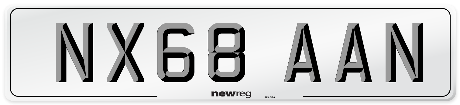 NX68 AAN Front Number Plate