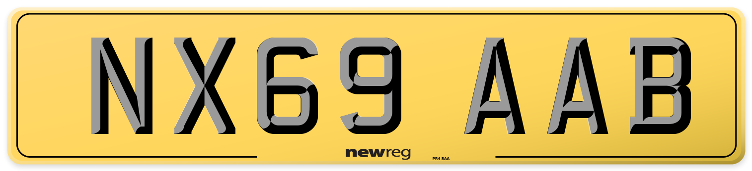 NX69 AAB Rear Number Plate