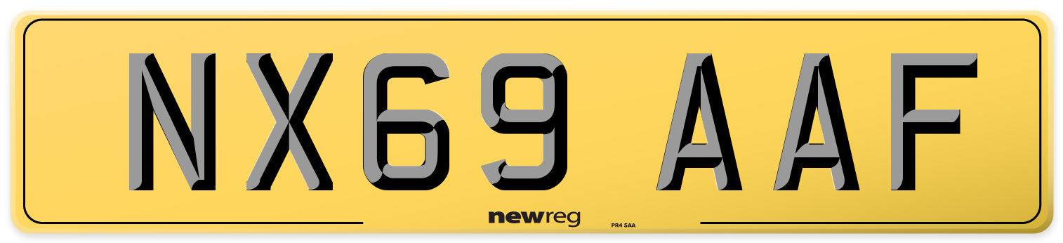 NX69 AAF Rear Number Plate